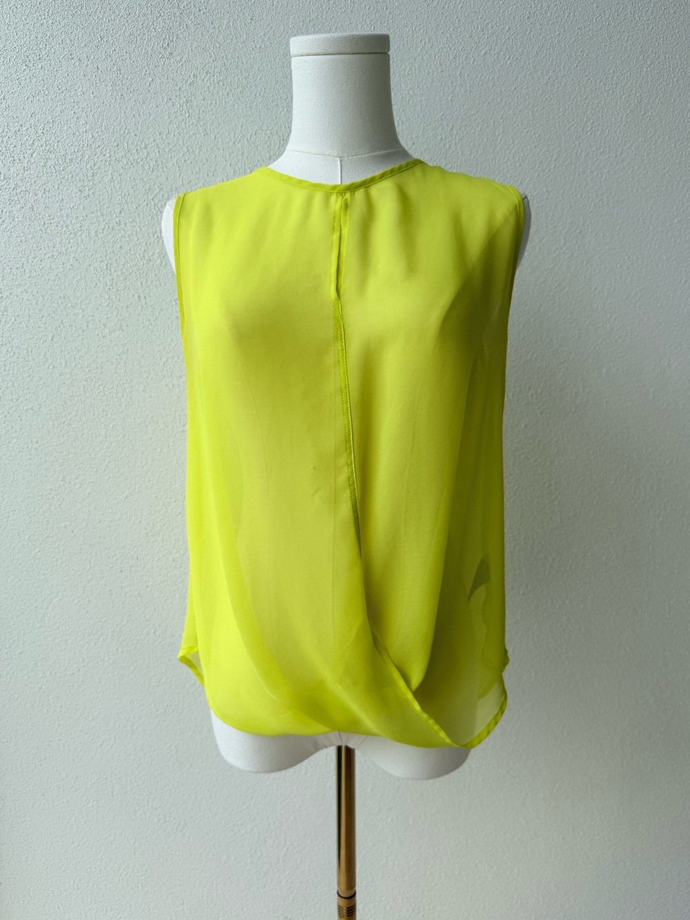Summer staple, Chartreuse light as a feather flattering blouse by PJK. XS
